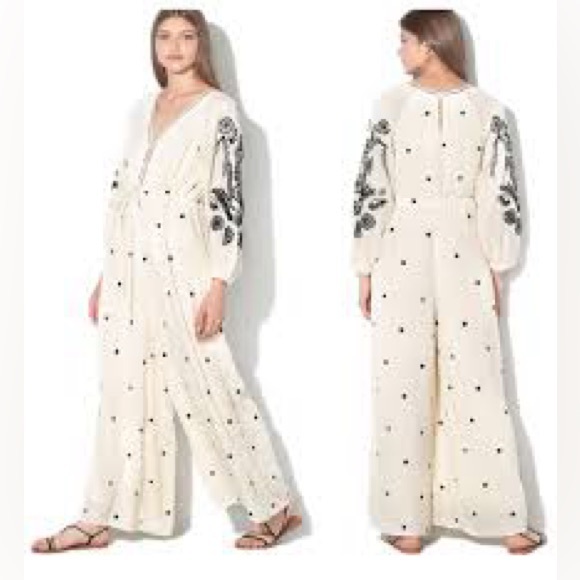 Free People Floral Embroidered Wide-leg Jumpsuit - Picture 2 of 3